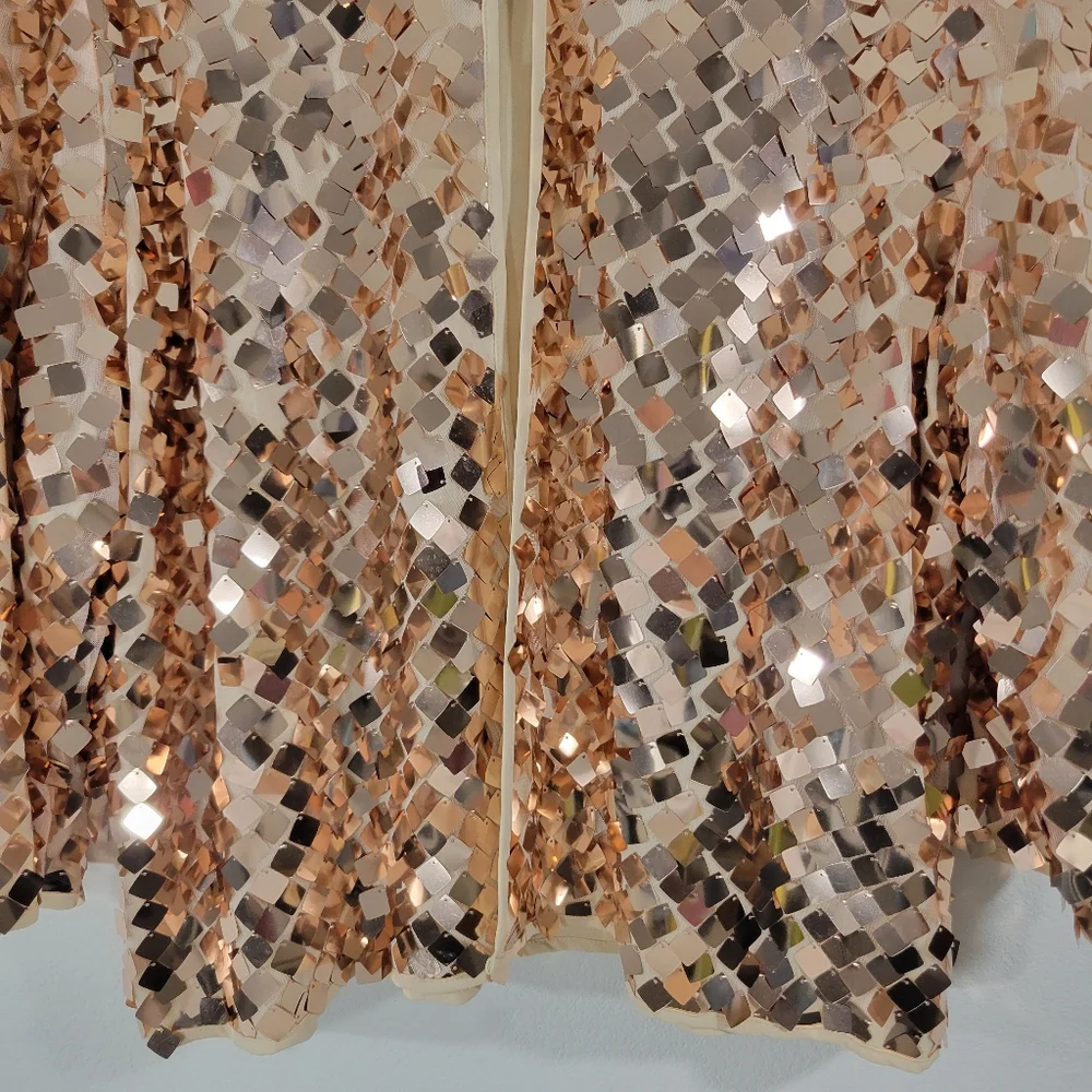 LULAROE Elegant Stella rose gold sequin bling holiday formal bolero layer jacket